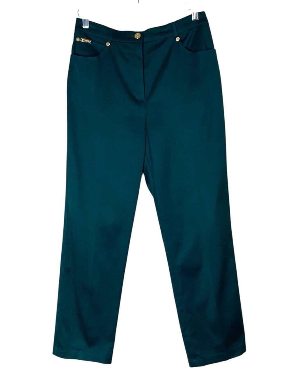 St. John Sport Forest Green Chino Straight Leg Pants Size 8